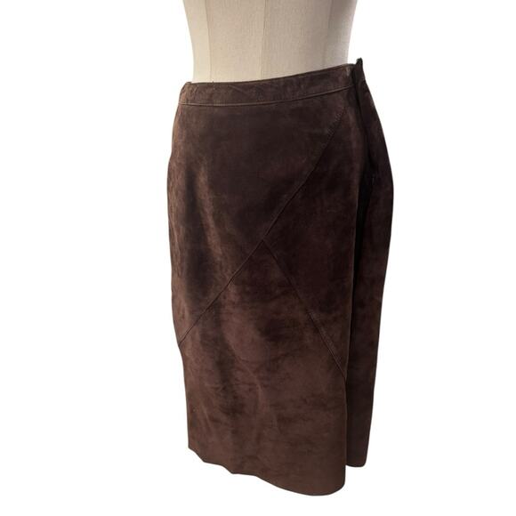 KATE HILL Brown Leather Pencil Skirt size 8 - Picture 1 of 11